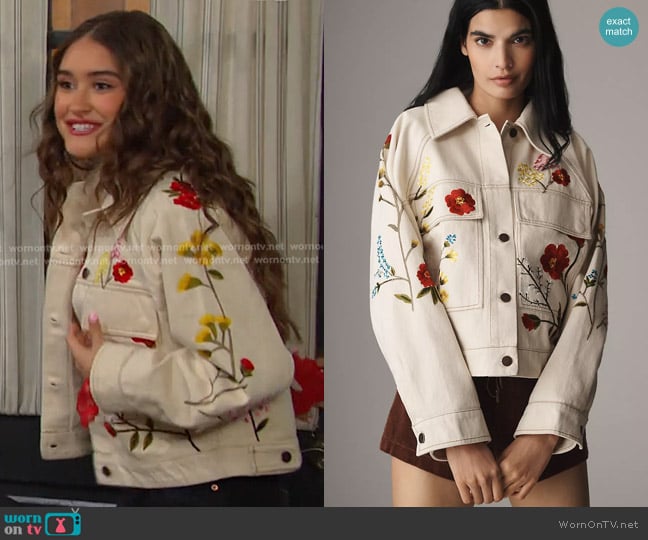 Anthropologie Chaqueta Bordada Floral worn by Arianna Horton (Marissa Reyes) on Days of our Lives