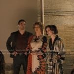 Antonia’s orange and beige print kaftan dress on Emily in Paris