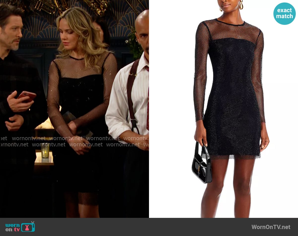 Aqua Long Sleeve Crystal Dress worn by Tessa Porter (Cait Fairbanks) on The Young and the Restless