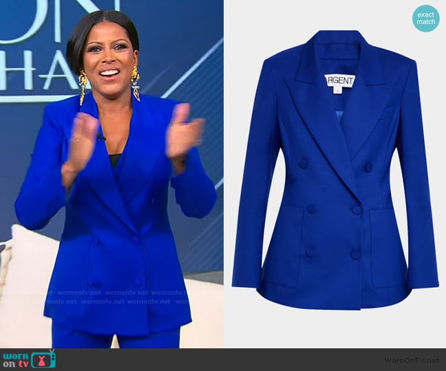 Argent Chelsea Double-Breasted Seasonless Wool Blazer worn by Tamron Hall on Tamron Hall Show
