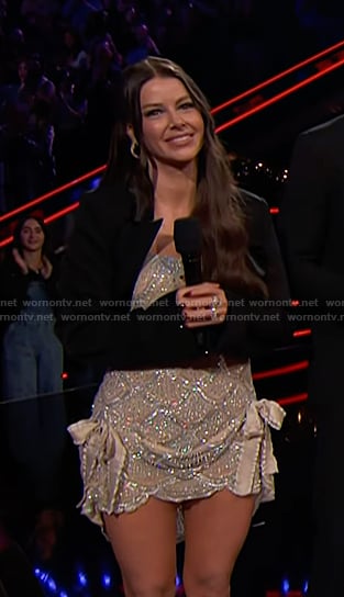 Ariana Madix’s sequin scalloped mini dress on The Voice