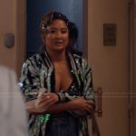Mindy’s embellished bodysuit on Emily in Paris