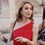 Sylvie’s red one shoulder dress on Emily in Paris