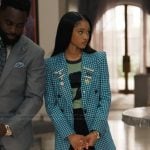 Ashley’s blue check blazer and tee on Bel-Air