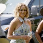 Ashley’s blue floral embellished mini dress on The Real Housewives of Potomac