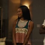 Ashley’s mixed print peplum tank on Bel-Air