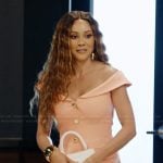 Ashley’s coral off shoulder mini dress on The Real Housewives of Potomac