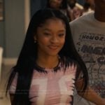 Ashley’s pink side stripe pants and graphic tee on Bel-Air