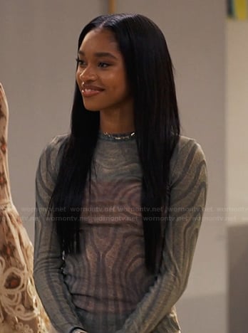 Ashley's swirl print mesh top on Bel-Air