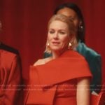 Liberty’s red asymmetric dress on Alls Fair