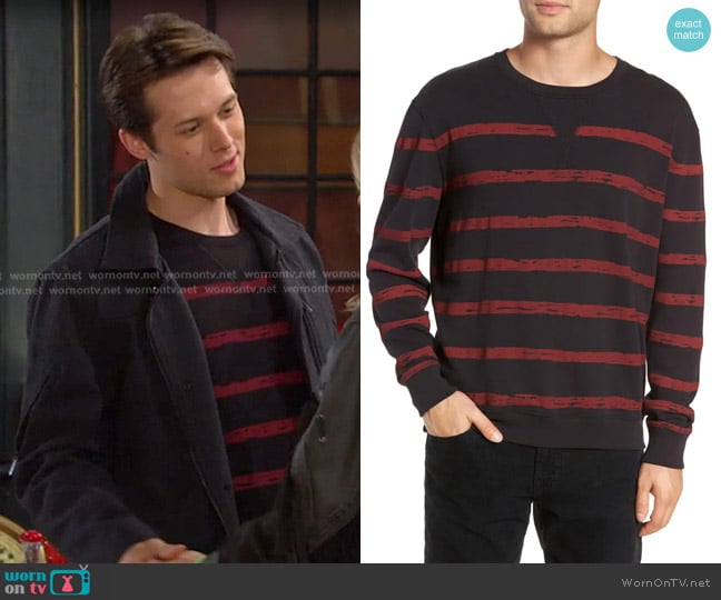 ATM Anthony Thomas Melillo Stripe Sweatshirt worn by Tate Black (Leo Howard) on Days of our Lives