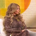 Aubrey O’Day’s leopard print maxi dress on CBS Mornings