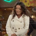 Audra’s white trench coat on The Young and the Restless