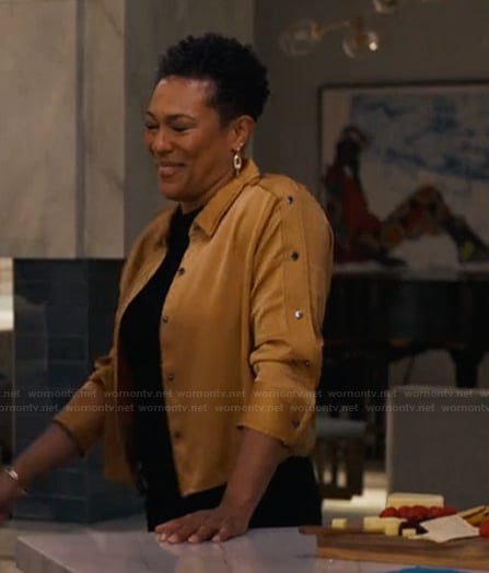 Aunty Vy’s beige sleeve button blouse on Bel-Air