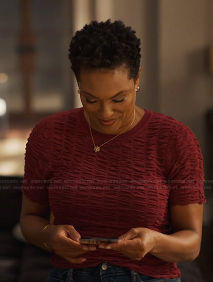 Aunty Vy's red smocked top on Bel-Air