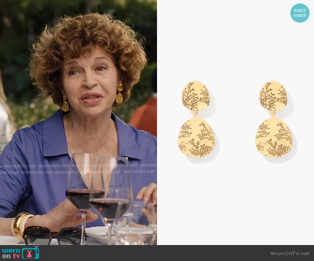 Aurelie Bidermann Hermione Earrings worn by Antonia Muratori (Anna Galiena) on Emily in Paris