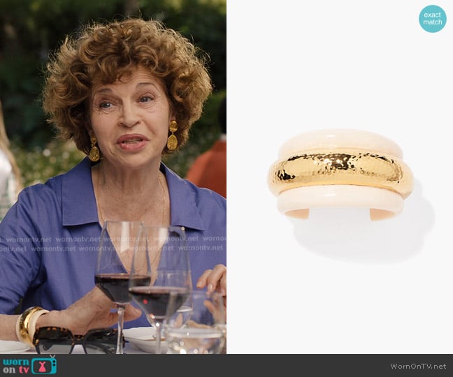 Aurelie Bidermann Nazca Ivory Cuff worn by Antonia Muratori (Anna Galiena) on Emily in Paris