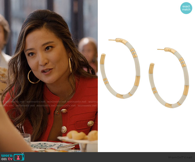 Aurelie Bidermann Positano large earrings worn by Mindy Chen (Ashley Park) on Emily in Paris
