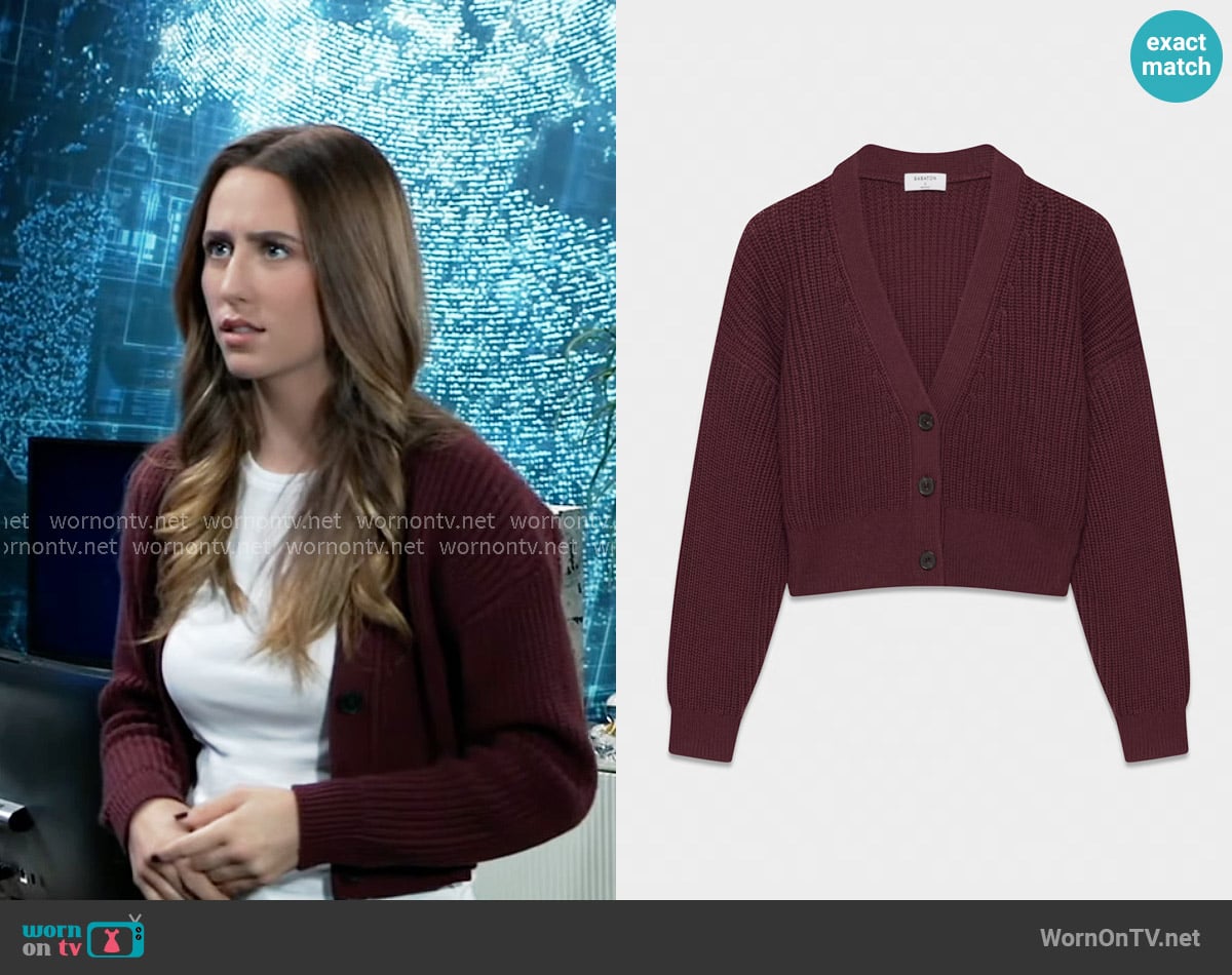Babaton at Aritzia Canberra Merino Wool Cardigan worn by Josslyn Jacks (Eden McCoy) on General Hospital