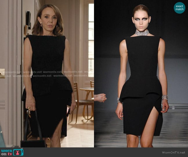 Balenciaga by Nicolas Ghesquière Structured Cocktail Dress worn by Sylvie (Philippine Leroy-Beaulieu) on Emily in Paris