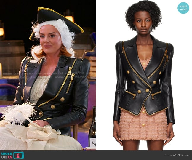 Balmain Zip Leather Jacket in Black worn by Whitney Rose on The Real Housewives of Salt Lake City