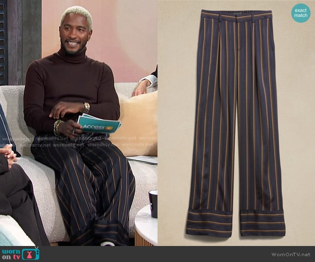 Banana Republic Spencer Suit Pant in Multi Stripe worn by Scott Evans on Access Hollywood