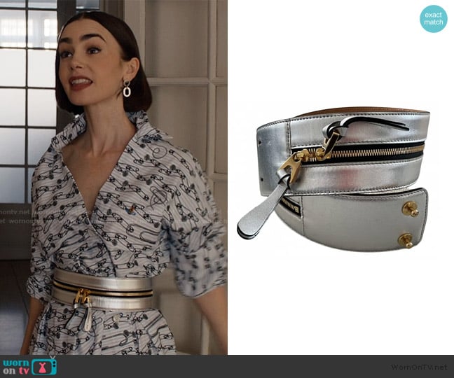 Barbara Bui Leather Belt worn by Emily Cooper (Lily Collins) on Emily in Paris