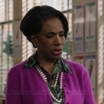 Barbara’s pink cardigan on Abbott Elementary