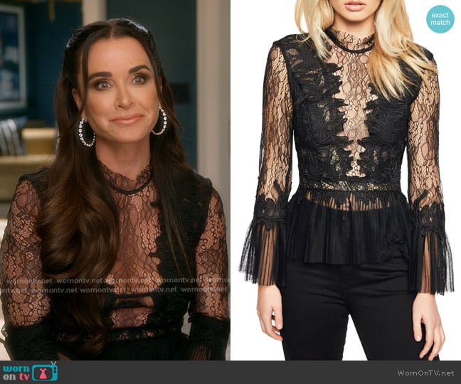 Bardot Francesca Lace Top worn by Kyle Richards on The Real Housewives of Beverly Hills