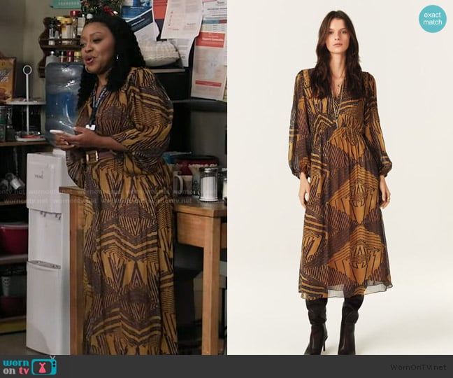 Ba&sh Antal Dress worn by Janine Teagues (Quinta Brunson) on Abbott Elementary