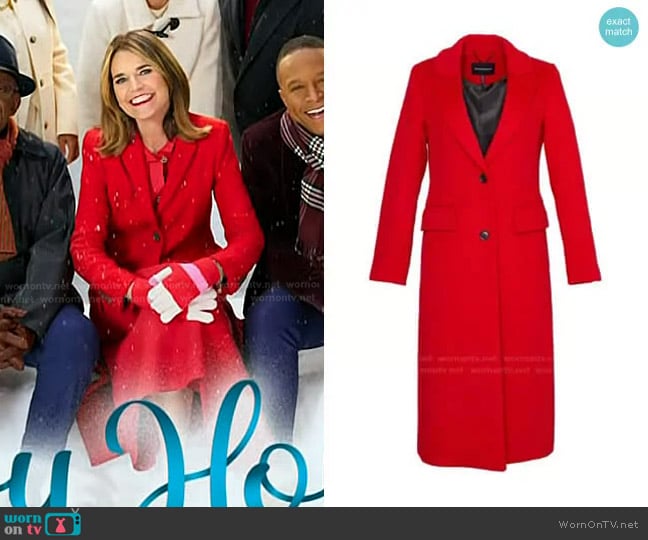 Bcbgmaxazria Notch Collar Single Breasted Riding Coat worn by Savannah Guthrie on Today