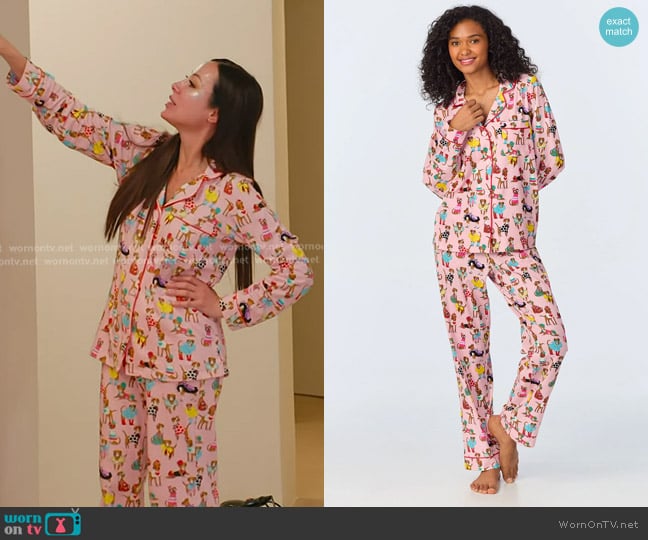 Bedhead x Bronwyn Newport Chic Boxers Long Sleeve Classic Stretch Jersey PJ Set worn by Angie Katsanevas on The Real Housewives of Salt Lake City