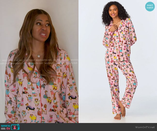 Bedhead x Bronwyn Newport Chic Boxers Long Sleeve Classic Stretch Jersey PJ Set worn by Mary Cosby on The Real Housewives of Salt Lake City