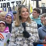 Savannah’s beige plaid tweed coat on Today