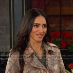 Gabi’s beige snake print coat on Days of our Lives