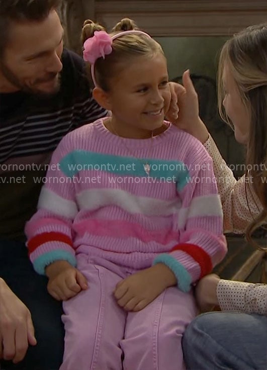 Beth’s pink striped sweater on The Bold and the Beautiful