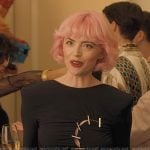 black metal stitching dress on Emily in Paris