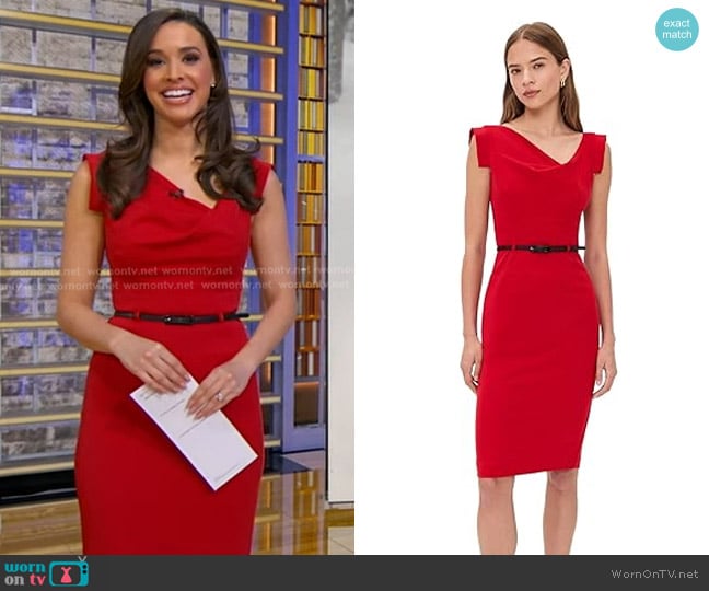 Black Halo Jackie O Dress in Red worn by Hanna Battah on Good Morning America