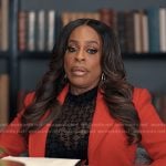 Emerald’s black mesh mock neck top on Alls Fair