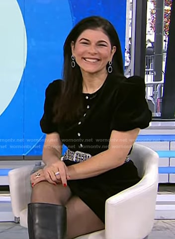 black puff sleeve velvet dress on Today