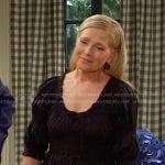 Jennifer's black smocked puff sleeve dress on Days of our Lives