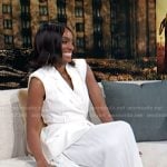 Frances Turner’s white pleated blazer dress on Access Hollywood
