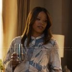 Erika’s blue floral print blouse on Bel-Air