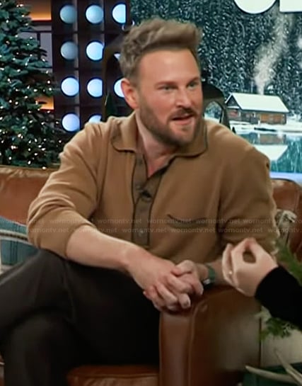 Bobby Berk’s brown cardigan on The Kelly Clarkson Show