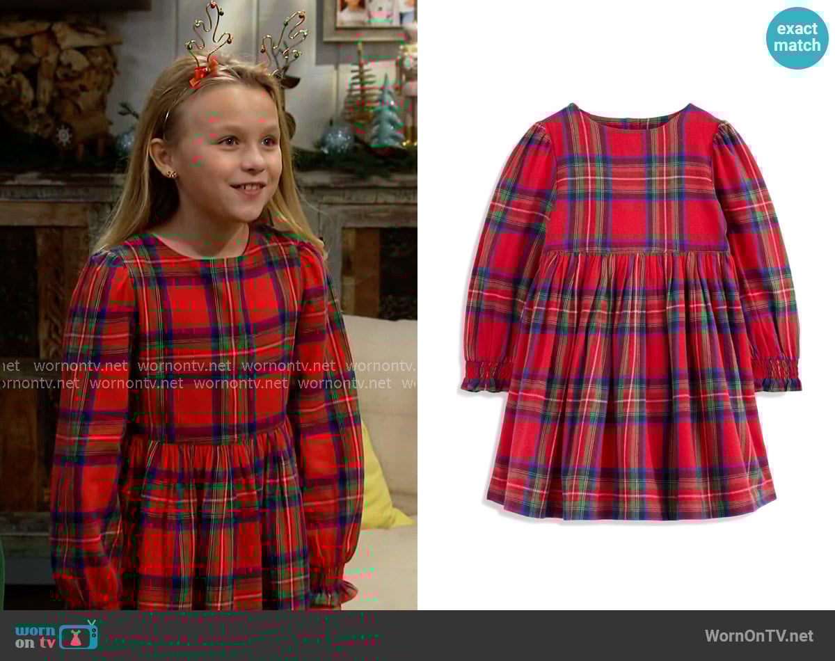 Boden Madeline Dress in Red Tartan worn by Kelly Spencer (Sophia Paras McKinlay) on The Bold and the Beautiful