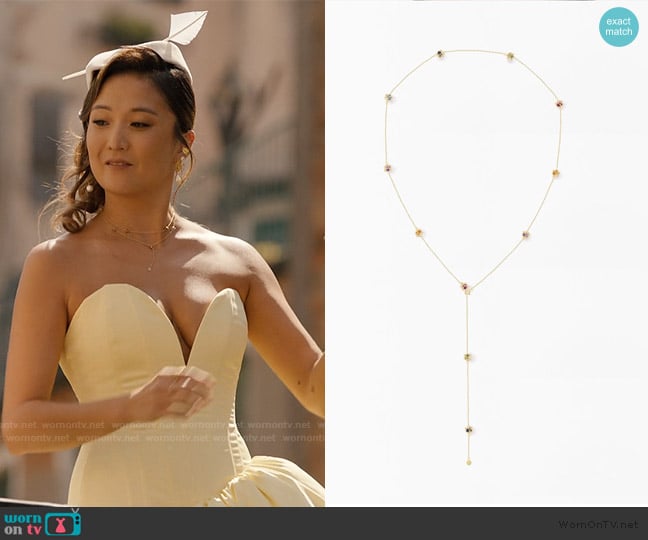 Boltenstern Embrace Montreal Leaves Necklace Long Multi-Star worn by Mindy Chen (Ashley Park) on Emily in Paris