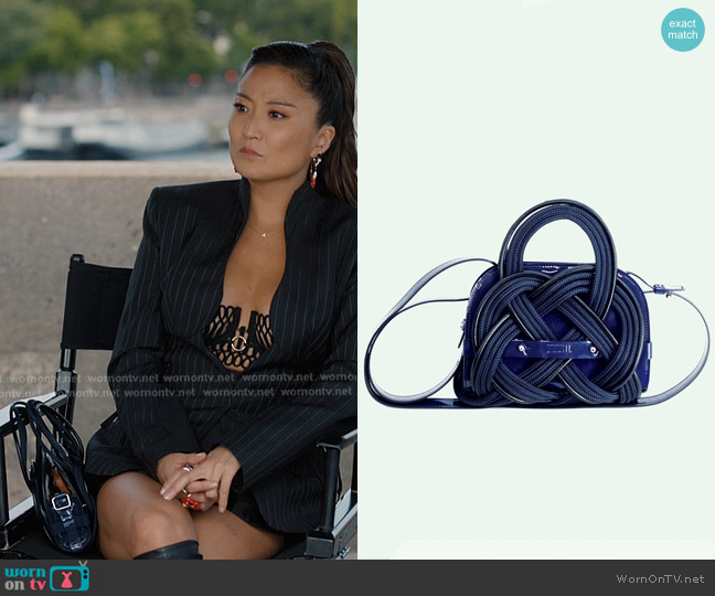 Bombelli Paris Knaughty Blue Bag worn by Mindy Chen (Ashley Park) on Emily in Paris