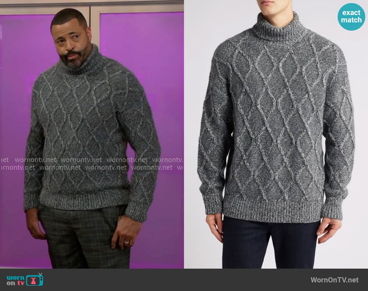 BOSS Estupendo Diamond Stitch Sweater worn by Bill Hamilton (Timon Kyle Durrett) on Beyond the Gates