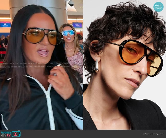 Bottega Veneta Classic Aviator Sunglasses in Black Yellow worn by Lisa Barlow on The Real Housewives of Salt Lake City