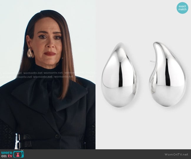 Bottega Veneta Large Drop Earrings worn by Carrington Lane (Sarah Paulson) on Alls Fair